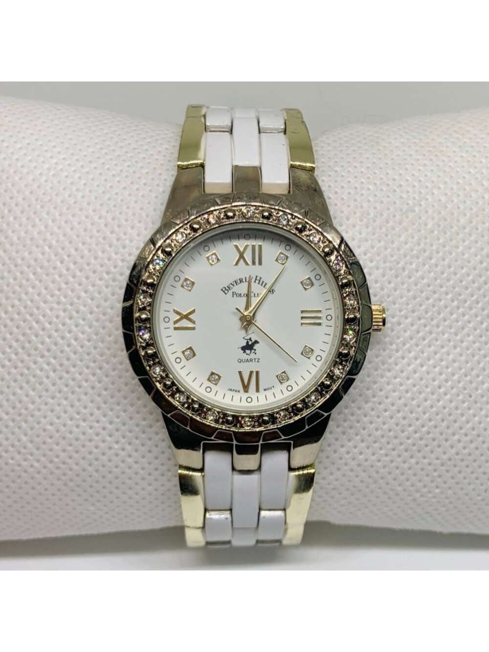 Beverly Hills Polo Club Women's Quartz Watch white gold tone 33mm up to 7” runs